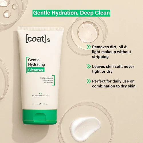 Vista 2 de COATS Limpiador hidratante suave [5 onzas] – Lavado facial hidratante con ácido hialurónico – Cuidado de la piel preparado – Sin fragancia, vegano