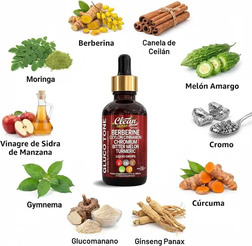 Vista 4 de Clean Nutra Berberine con suplemento de canela de Ceilán gotas líquidas + extracto de melón amargo, glucomanano, gimnasia, cromo, cúrcuma, panax