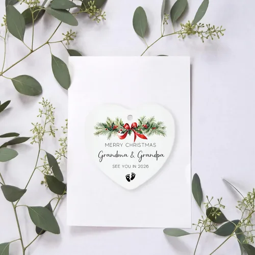 Vista 5 de Adorno de cerámica para anuncio de embarazo o abuelos para abuelos por primera vez para abuela y abuelo, regalos para nuevos abuelos, decoración