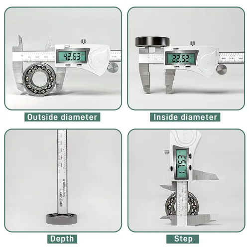 Vista 4 de Calibre digital electrónico de Vernier, herramienta de medición, micrometro electrónico impermeable IP54, calibre de vernier de acero inoxidable