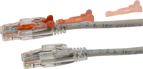 Vista 9 de NTW NTW - Cable de conexión de bloqueo de red patentado CAT6 de 1 pie, sin enganches, azul (NL-U6K-001BL)