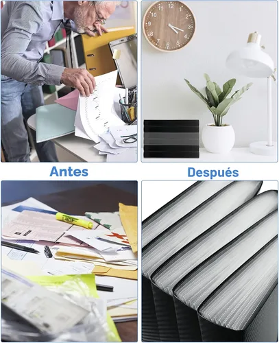 Vista 6 de Carpeta de archivos expandible con pestañas, 13 bolsillos, organizador de archivos de acordeón, con cierre de hebillas elásticas, organizador