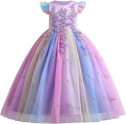 Vista 46 de Disfraz de unicornio para niñas, vestido largo de tul con diadema, fiesta de cumpleaños, carnaval, cosplay