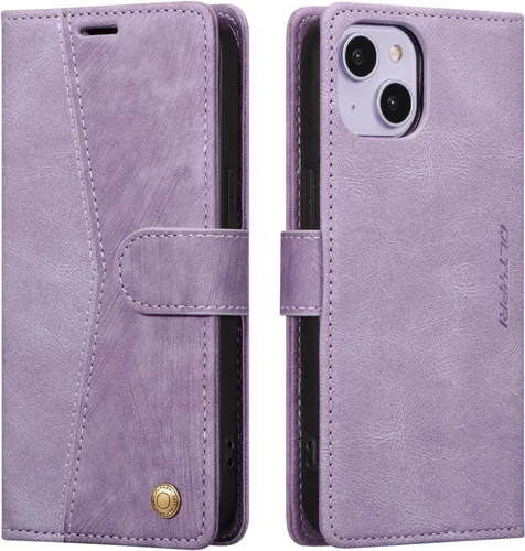 Vista 13 de QLTYPRI Funda para iPhone 13, funda de piel sintética con cierre magnético, soporte para tarjetas, función atril, a prueba de golpes, funda Azul