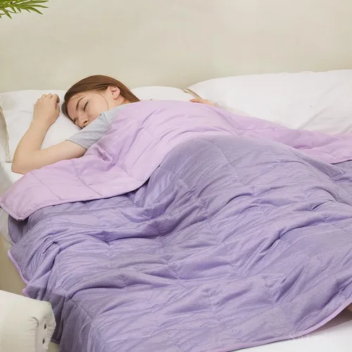 Vista 13 de Satwip - Manta con peso de 10 libras tamaño individual, manta con peso refrescante para personas que duermen calientes, jersey de moiré fresco