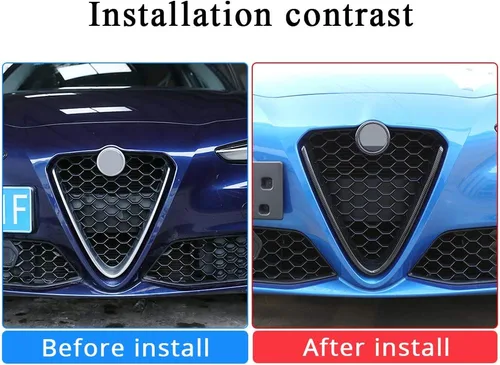 Vista 2 de YIWANG Marco de decoración de parrilla frontal de plástico ABS estilo fibra de carbono para Alfa Romeo Giulia 2017 2018 2019 piezas