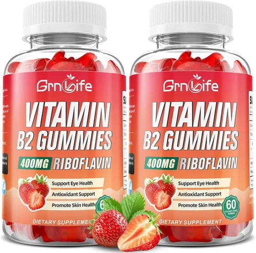 Vista 10 de Gomitas de vitamina B2, riboflavina de 400 mg con magnesio para niños y adultos, gomitas B2 para alivio de la migraña y apoyo energético, sabor a