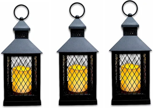 Vista 11 de Juego de 12 piezas de estilo granja, farol decorativo de 10 pulgadas con vela LED sin llama y temporizador de 5 horas, decoración rústica de boda