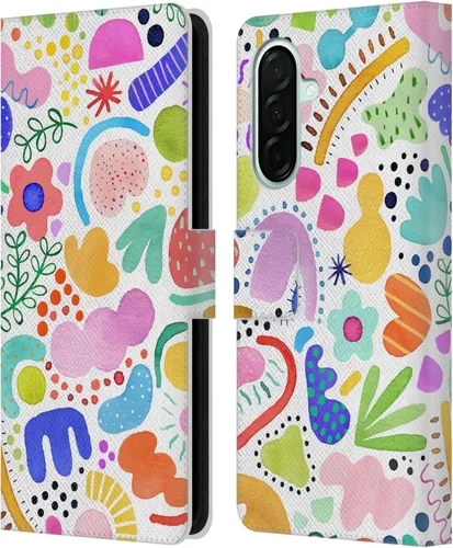 Vista 190 de Head Case Designs Officially Licensed Ninola Brushstrokes Black Summer Patterns Leather Wallet Case Compatible with Samsung Galaxy A07 4G
