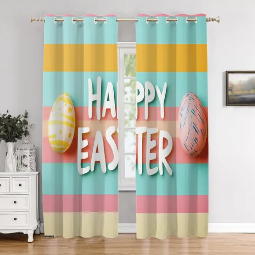 Vista 62 de Cortinas geométricas de cocina para ventanas, color negro, blanco, turquesa, cenefas opacas de poliéster multicapa para cocina, paquete de 2
