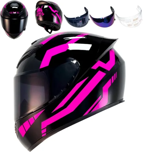Vista 20 de HTLNUZD - Casco de motocicleta de cara completa, compatible con Pinlock, viseras transparentes y tintadas, modelo aprobado por DOT, casco de moto