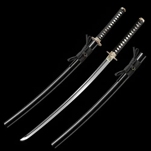 Vista 6 de Katana de acero templado con resorte de arcilla de 41 pulgadas, espada samurái japonesa hecha a mano, espada samurái japonesa de espada completa