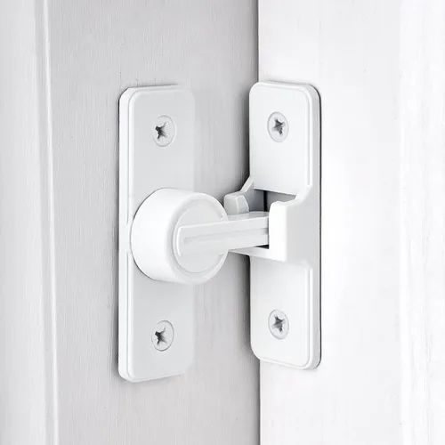 Vista 13 de Cerraduras negras para puertas de granero de 90 grados, cerraduras de puerta de granero deslizantes pesadas, aleación de zinc premium para mayor
