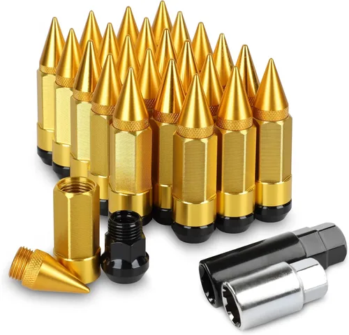 Vista 11 de 24 Piezas Picos Antirrobo Extendidos Sintonizador Rueda/Llantas Tuerca de Orejeta M14X1.5+Llave de Vaso (Negro)