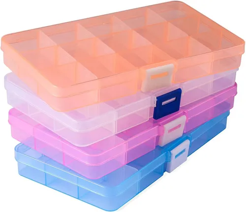 Vista 7 de Opret Paquete de 2 cajas de almacenamiento de plástico de 36 rejillas, contenedores organizadores de manualidades y almacenamiento con separadores