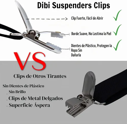 Vista 5 de Dibi Suspenders for Men Heavy Duty 1" Y-Back Adjustable Strong Metal Clips Negro