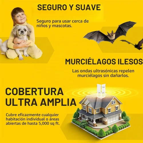 Vista 6 de Sistema ultrasónico de exclusión de murciélagos (1 unidad repelente de murciélagos)