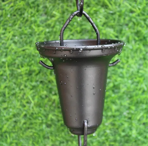 Vista 10 de KAM Home - Cadena de lluvia acampanada con adaptador de canaleta de perno de latón para instalación de cadena de lluvia (blanco, 13)