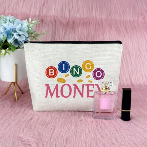 Vista 7 de Regalo de bingo para mujeres, bolsa de maquillaje, regalo para amantes de los juegos de bingo, regalo para amigos, regalo divertido para jugadores