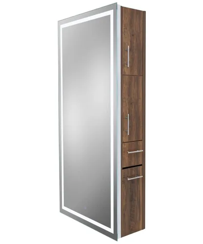 Vista 9 de Pibbs Lumina - Espejo LED de salón y servidor de almacenamiento, espejo extra grande de longitud completa, luz LED regulable integrada, botón