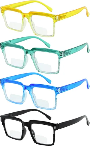 Vista 2 de CessBlu Paquete de 4 lentes de lectura bifocales para mujeres, lectores, bifocales de moda