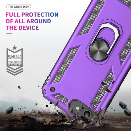 Vista 7 de LeYi Funda para iPhone SE con 2 protectores de pantalla de vidrio templado, funda de grado militar con soporte de anillo magnético para iPhone SE