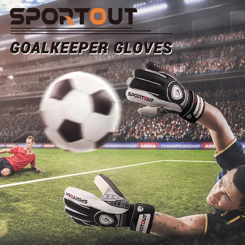 Vista 6 de Guantes de Portero Sportout con Protección de Dedos, Guantes de Fútbol Respirables, Látex de 4mm, para Niños, Jóvenes y Adultos