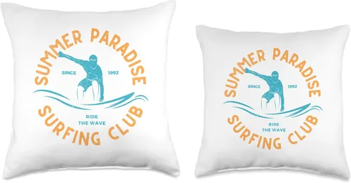 Vista 3 de High Tide Threads Summer Paradise Club - Almohada de surf, 16 x 16 pulgadas, multicolor