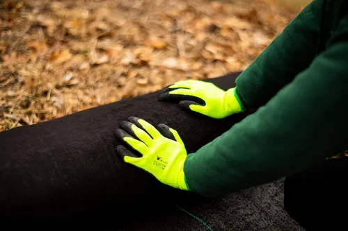 Vista 2 de G & F 1516 - Paquete de 12 pares de guantes premium de trabajo y jardinería de alta visibilidad para hombres y mujeres, guantes con palma y dedos