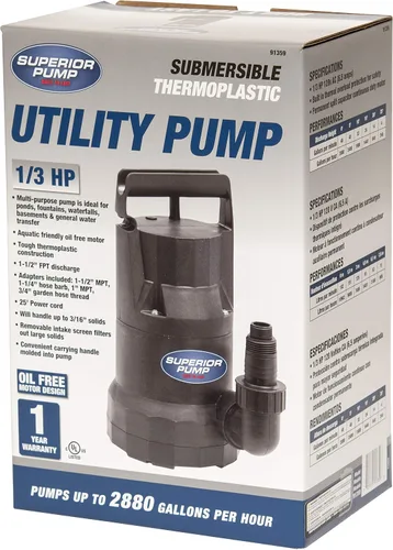 Vista 8 de Superior Pump 91359 Bomba utilitaria de 1/3 HP, diseño sin aceite, color negro