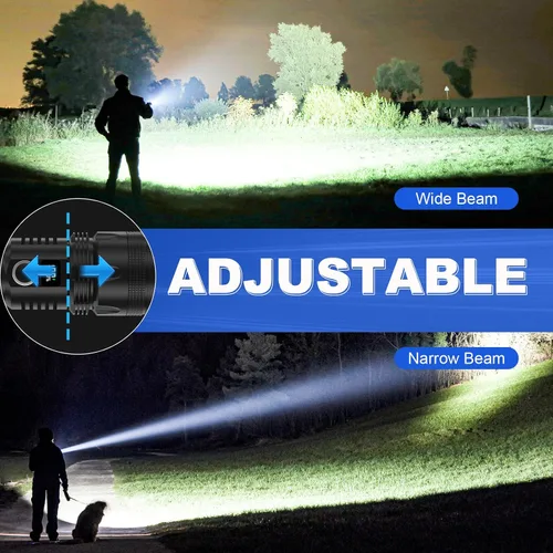 Vista 6 de Cinlinso Linternas LED recargables de alto lúmenes, luz de flash súper brillante, 3 modos IPX7 impermeables, linternas de alta potencia