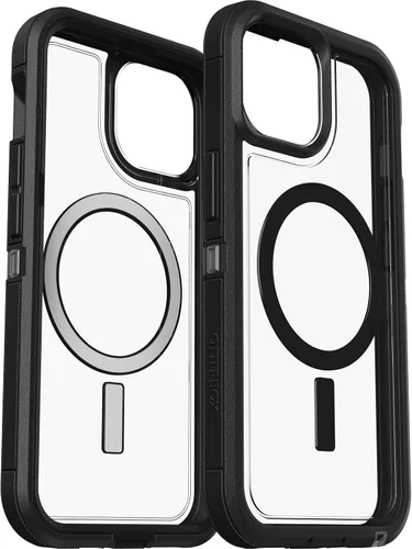 Vista 7 de OtterBox Funda transparente para iPhone 17e, 16e, 15, 14 y 13 Defender Series XT, lado oscuro (negro/transparente), sin pantalla, resistente, a