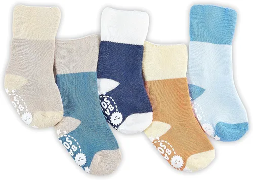 Vista 4 de Calcetines de bebé de 12 a 36 meses antideslizante agarre calcetines con suela antideslizante para bebés niños pequeños niños y niñas 5 pares