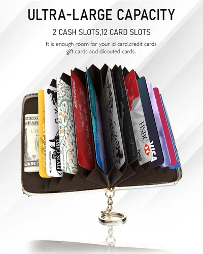 Vista 2 de Soporte para tarjetas de crédito, elegante cartera delgada para mujer con bloqueo RFID, perfecta para negocios y uso diario, mantiene tus