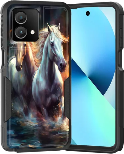 Vista 237 de para Moto G Play 4G 2024, funda de dos capas híbrida resistente y a prueba de golpes, PC duro + silicona suave protectora para Motorola Moto G Play