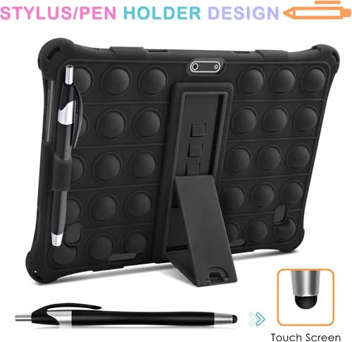 Vista 4 de DETUOSI Winsing 10 - Funda de silicona compatible con Dragon Touch Notepad K10, funda universal para tablet de 10 pulgadas, funda protectora Negro