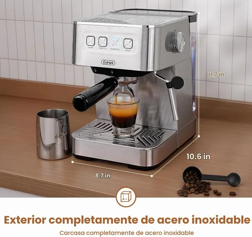 Vista 2 de Gevi - Máquina de café espresso de 20 bares, cafetera programable con espumador de leche Budget under$100; Removable Water Tank; Produce Good