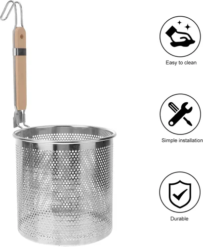 Vista 9 de Cabilock Cesta profunda Colador de pasta Mango largo Fácil Transferencia Hogar Hotel Cocina Utensilio Estilo Aleatorio
