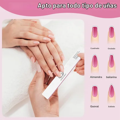 Vista 6 de 18 limas de uñas acrílicas – Capularsh 100/180 Grit Professional Double Side Emery Boards, lima de uñas gruesas reutilizables para inmersión de gel