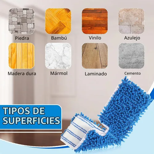 Vista 3 de Chengu 6 piezas de repuestos de microfibra para mopa abatible, cabezales de repuesto de doble cara, almohadillas de limpieza lavables a máquina