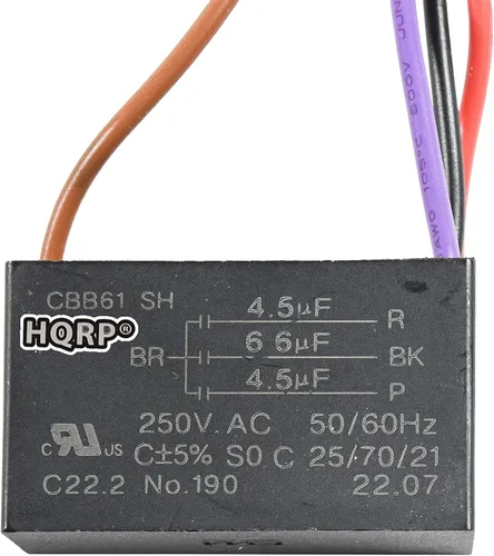 Vista 22 de HQRP Condensador de ventilador de techo CBB61 1uf+2uf de 3 cables listado UL