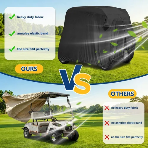 Vista 4 de Moveland Cubierta impermeable al polvo para carrito de golf Accesorios para exteriores, revestimiento extra de PVC 2 pasajeros Cubierta