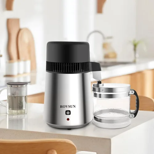 Vista 8 de Bonnlo Destilador de agua de acero inoxidable de 1.1 galones/4L con recipiente de vidrio, máquina de agua destilada de 750 W, destiladores de agua