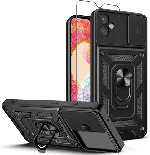 Vista 26 de Funda para teléfono Galaxy A06 4G: con protector de pantalla de 2 piezas, cubierta deslizante para cámara y soporte multiángulo para Samsung Galaxy