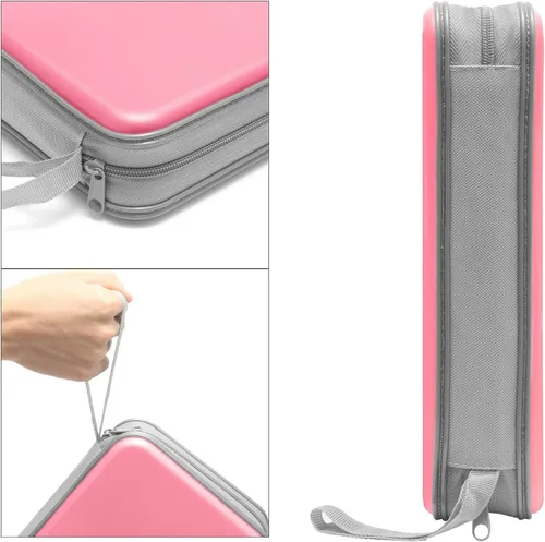 Vista 3 de Siveit Funda para CD, soporte para CD/DVD, cartera con capacidad para 80, fundas para CD y DVD, estuches duros de plástico para CD y DVD, Rosa claro