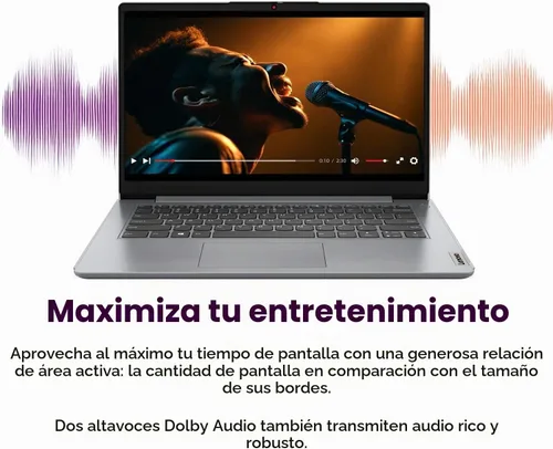 Vista 7 de Lenovo IdeaPad Laptop de 14 pulgadas • 12 GB de RAM • 384 GB de almacenamiento combinado a bordo • Intel Celeron • Gráficos Intel UHD • Batería
