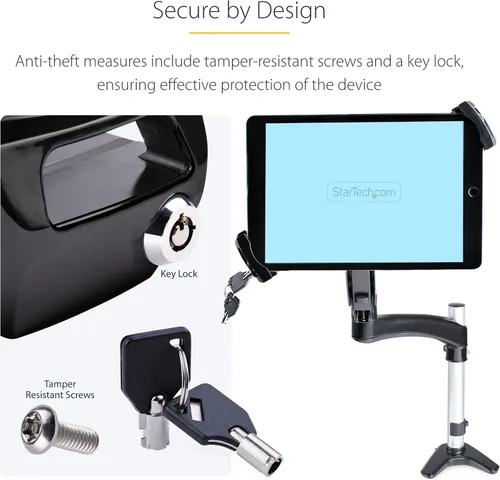 Vista 5 de StarTech VESA Mount Adapter hasta 4.4lb/2kg (Tablet-VESA-Adapter) For Tablets 7.9 to 12.5in, Universal Anti-Theft Tablet VESA Mount Clamp, Secure