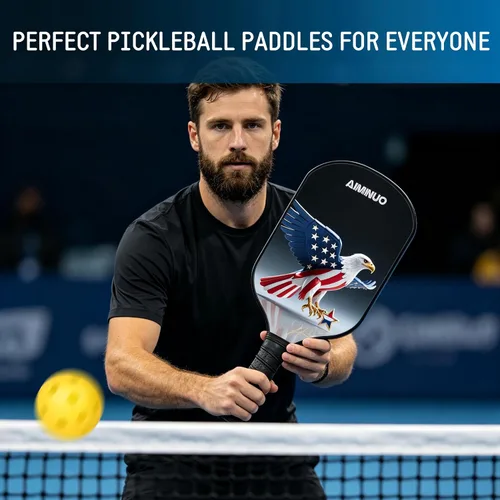 Vista 6 de Palas de pickleball de fibra de vidrio, juego de paletas de pickleball ligeras de 0.63 pulgadas para hombres, mujeres, niños, interiores y exteriores