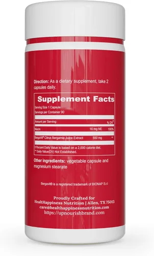 Vista 6 de UpNourish BERGAVIT Suplemento de colesterol de bergamota cítrica – Extracto de bergamota cítrica italiana de 550 mg para mujeres y hombres, 90