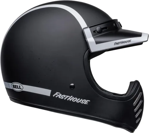 Vista 2 de Bell Moto-3 FH Old Road - Casco de motocicleta unisex para adultos, color negro mate/blanco brillante/blanco, M